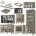 Ver imagem 4 de Cozinha Completa 7 Peças Connect Duna/Cristal com Cristaleira e Rodapé - Móveis Henn Duna/Cristal