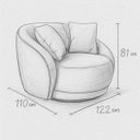 Ver imagem 4 de Poltrona Ibiza Giratória Linho Bege Corino Caramelo 122cm Almofadas Premium para Sala