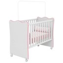 Ver imagem 1 de Berço de Bebê com Rodízios e Suporte de Mosqueteiro Branco Rosa