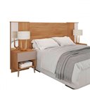 Ver imagem 2 de Cabeceira Casal King Extensível Reflex 2 Gavetas com Espelho Buriti/fendi - Caemmun