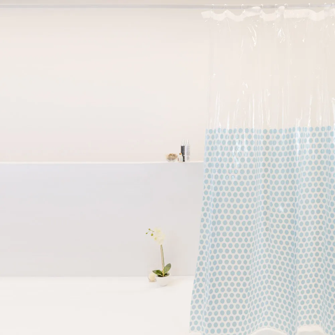 Cortina Box para Banheiro Pvc 198x180cm Antimofo - Bolas Azuis