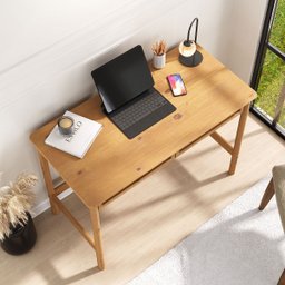 Mesa de Trabalho Minimalista Contemporânea Madeira Rattan para Estudo Freijó Rodrigo - 4