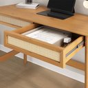 Ver imagem 5 de Mesa de Trabalho Minimalista Contemporânea Madeira Rattan para Estudo Freijó Rodrigo Idimex