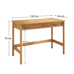 Mesa de Trabalho Minimalista Contemporânea Madeira Rattan para Estudo Freijó Rodrigo - 3