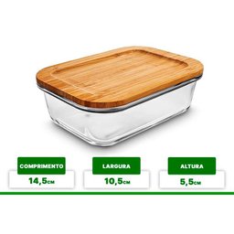Pote de Vidro Hermetico com Tampa Bambú Hauskraft 370ml - 4