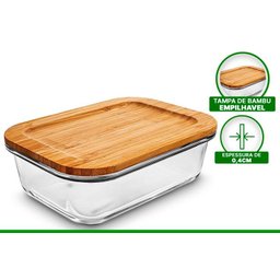 Pote de Vidro Hermetico com Tampa Bambú Hauskraft 370ml - 3