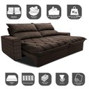 Ver imagem 3 de Sofá Retrátil e Reclinável 2,55m Molas Ensacadas Cama inBox Elegance com ThermoGel Velusoft Caf