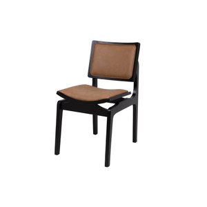 Cadeira Megan Preto Estofada Sala de Jantar Moderna Luxo:couro Eco Durango Kaki