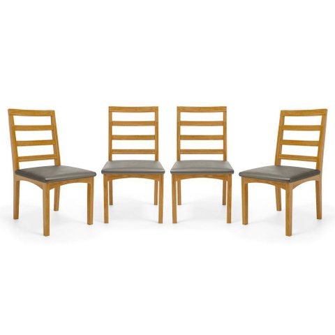 Kit com 4 Cadeiras Cecília Madeira Maciça Assentos Estofados para Mesa de Jantar Veludo Chumbo 109