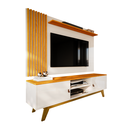 Ver imagem 1 de Rack Viena com Painel Grécia Sala de Estar Rgl 1.8 P/ Tv até 70 Pol -oferta:off White/freijó