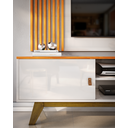 Ver imagem 2 de Rack Viena com Painel Grécia Sala de Estar Rgl 1.8 P/ Tv até 70 Pol -oferta:off White/freijó