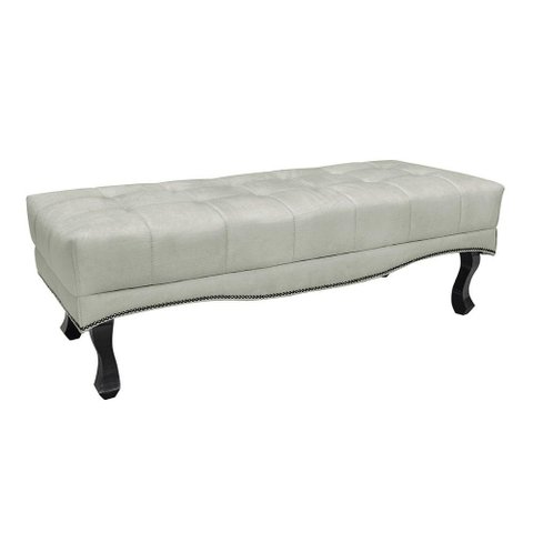 Puff Recamier Retrô Luis Xv Captonê Quarto Vicenza 195cm Veludo Prata S04 - D'Rossi