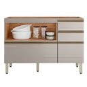 Ver imagem 2 de Balcão de Cozinha para Pia Proença 1 Porta 4 Gavetas 100% Mdf Nogueira/nude - Demóbile