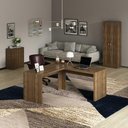 Ver imagem 1 de Kit para Escritório com Mesa em L Armário 2 Portas e Balcão Cor:nogal