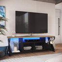 Ver imagem 2 de Rack Industrial para Tv até 60" com Led Rgb P1033 Preto/mel