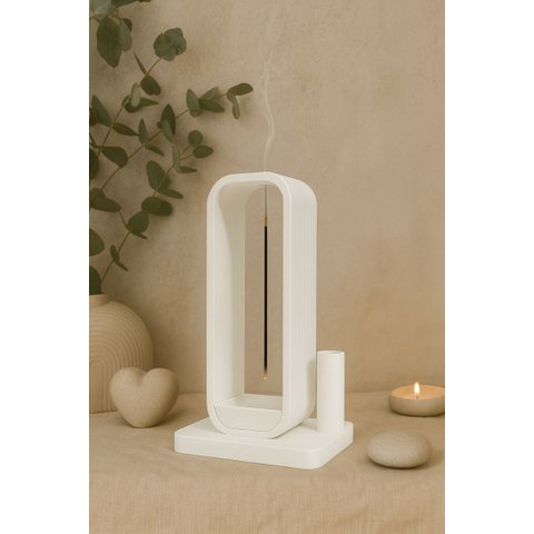 Porta Incenso Aura com Suporte para Varetas Cor Branco Miira Studio