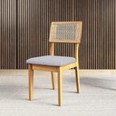Ver imagem 4 de Cadeiras Jantar com Assento Estofado 2 Unidades 100% Mdf Cor:freijó com Linho Cinza Claro