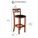 Ver imagem 3 de Kit 3 Banquetas Alta Estofada 38x104cm Ilha Encosto Madri Madeira Maciça Castanho Suede Preto - CCS