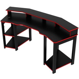 Mesa para Computador Gamer Espaço para 2 Monitores e Cpu Preto/vermelho - 4