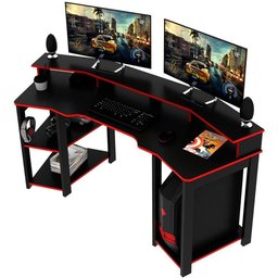 Mesa para Computador Gamer Espaço para 2 Monitores e Cpu Preto/vermelho - 1