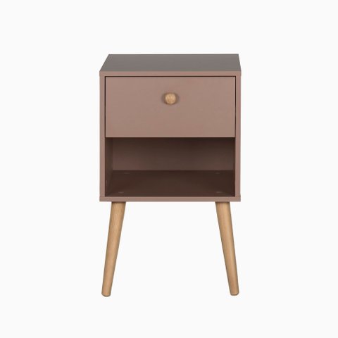 Mesa de Cabeceira Ivvie 1 Gaveta 1 Nicho 43 Cm X 40 Cm Rosa Blush