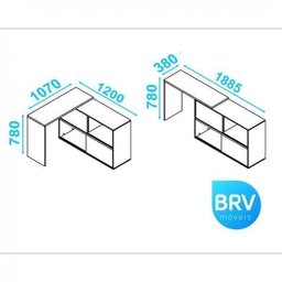 Conjunto Home Office 2 Peças Escrivaninha em L e Gaveteiro Bho BRV Móveis Branco - 3
