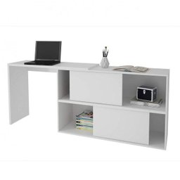 Conjunto Home Office 2 Peças Escrivaninha em L e Gaveteiro Bho BRV Móveis Branco - 4