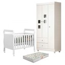 Ver imagem 1 de Berço Americano Soninho com Guarda Roupa Life Branco Acetinado Colchão Americano Gazin - Tigus