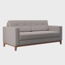 Ver imagem 2 de Sofá com 3 Lugares Living Pés e Base Madeira em Linho Cotton - Bege