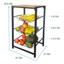 Ver imagem 3 de Fruteira Utilyse de Chão Cozinha Metal e Madeira 4 Andares Aramada Preto Freijo