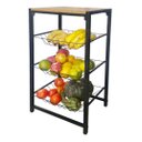 Ver imagem 4 de Fruteira Utilyse de Chão Cozinha Metal e Madeira 4 Andares Aramada Preto Freijo