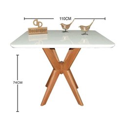 Mesa Jantar Pandora Tampo Quadrado Laca com Vidro 110cm Branco - 2