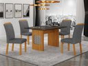 Ver imagem 1 de Conjunto Sala de Jantar Lara 1,20m Tampo Vidro Chumbo com 4 Cadeiras Clara Plus Cinamomo/Linho Chumb