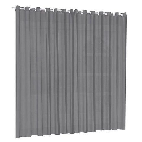 cortina para sala quarto voal liso cinza 6,00x2,50