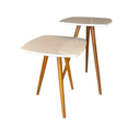 Ver imagem 1 de Conjunto de Mesa Lateral Pé Palito Quadrada Off White