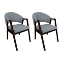 Ver imagem 1 de Kit 2 Cadeiras de Jantar Madeira Maciça Castanho Premium Helen Linho Cinza