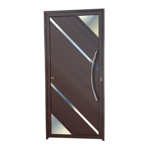 Porta Alumínio Lambril Oasis c/Puxador D.Marrom Corten 90 Brimak