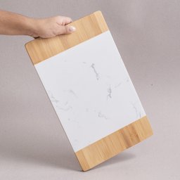 TÁBUA DE FRIOS RETANGULAR BAMBU E MÁRMORE - OIKOS - 1