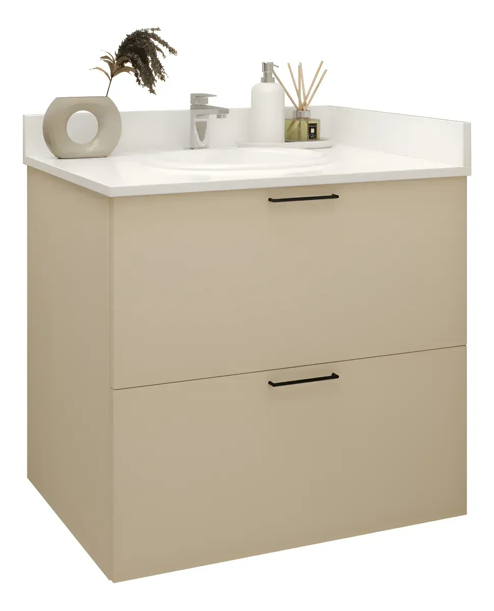 Móvel para Banheiro 60cm Mdf Suspenso Bege - Gabinete.