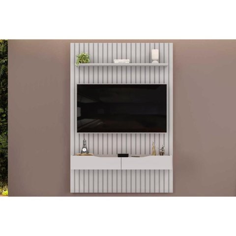 Estante P/ Sala até 55 Pol Pratic Ripado C/ 2 Gavetas 143x240cm Bali - Dj Móveis