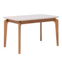 Ver imagem 1 de Mesa de Madeira para Sala de Jantar Tampo Mdf/vidro Temperado 1,30 Off White Ficus Natuame