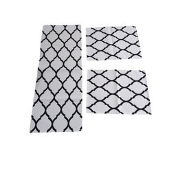 JOGO DE PASSADEIRA JACQUARD ANTE DERRAPANTE 3 PÇS - COPAS BRANCO - 1