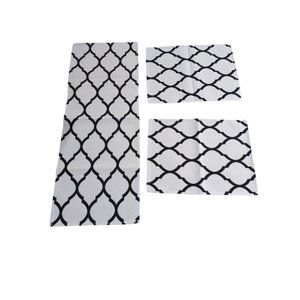 JOGO DE PASSADEIRA JACQUARD ANTE DERRAPANTE 3 PÇS - COPAS BRANCO