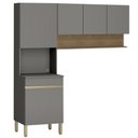 Ver imagem 1 de Armário de Cozinha 150cm com Paneleiro Lina K02 Gris/Freijó - Mpozenato