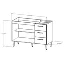 Ver imagem 6 de Balcão com Tampo e Armario Aereo Milla Amendoa Off White Puxador Aluminio