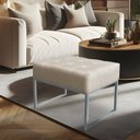 Ver imagem 2 de Puff Lisa Suede Bege Base Metálica Industrial Prata - Pallazio