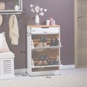 Ver imagem 4 de Sapateira Basculante Madeira 3 Gavetas Basil Mel Branco Idimex