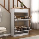 Ver imagem 3 de Sapateira Basculante Madeira 3 Gavetas Basil Mel Branco Idimex