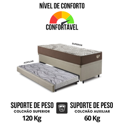 Bicama Viúva Box Baú com Linho Bege 120x203 com Colchão Relax Adorabile Molas Ensacadas Ecoflex - 7