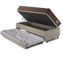 Ver imagem 4 de Bicama Viúva Box Baú com Linho Bege 120x203 com Colchão Relax Adorabile Molas Ensacadas Ecoflex